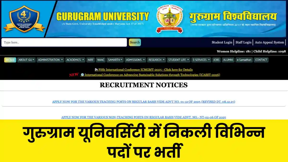 Gurugram University Vacancy 2025