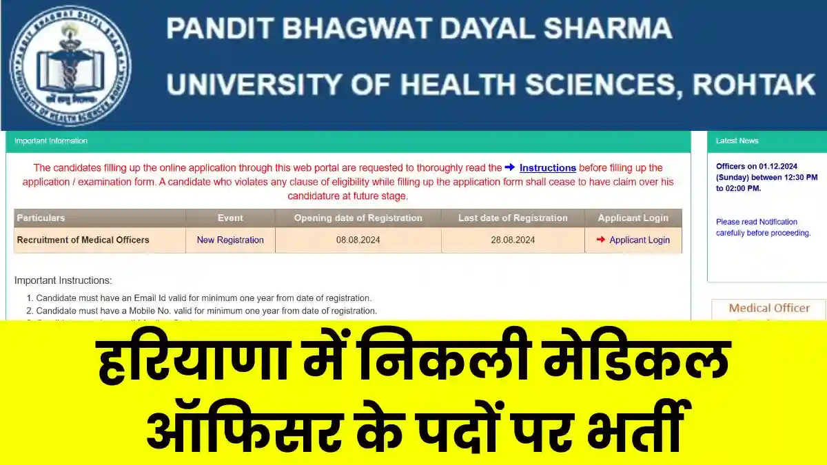 Haryana MO Vacancy 2025